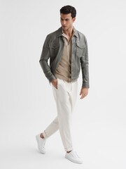 Reiss Champagne Oswald Striped Open Collar Shirt - Image 6 of 6