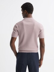 Reiss Cherry Pink Felix Slim Fit Open Collar Polo Shirt - Image 4 of 4