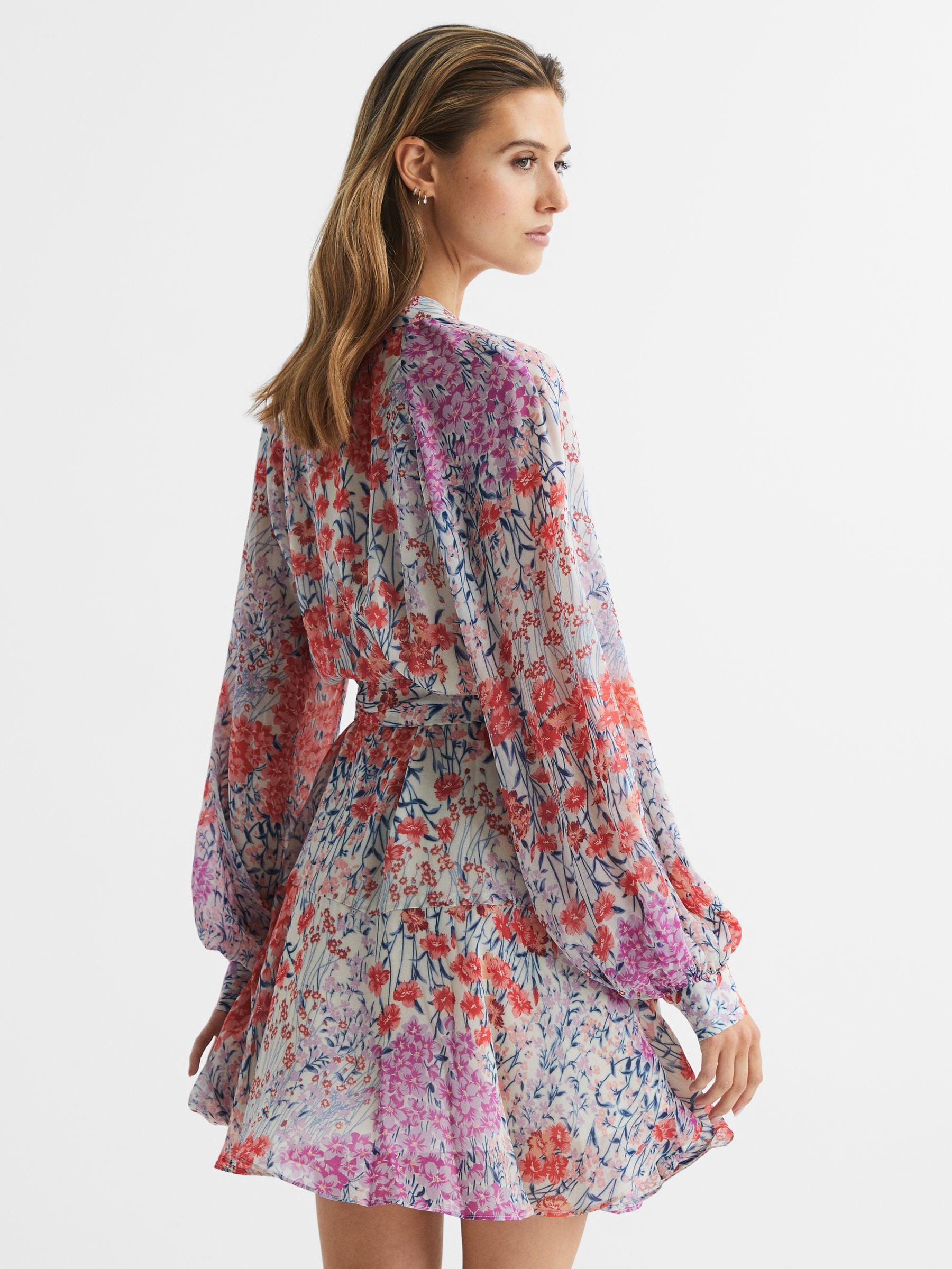 Buy Reiss Coral White Kiera Floral Printed Mini Dress from Next Luxembourg
