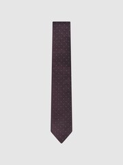 Reiss Burgundy Liam Silk Polka Dot Tie - Image 1 of 5