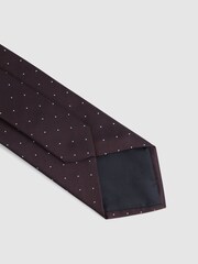 Reiss Burgundy Liam Silk Polka Dot Tie - Image 4 of 5