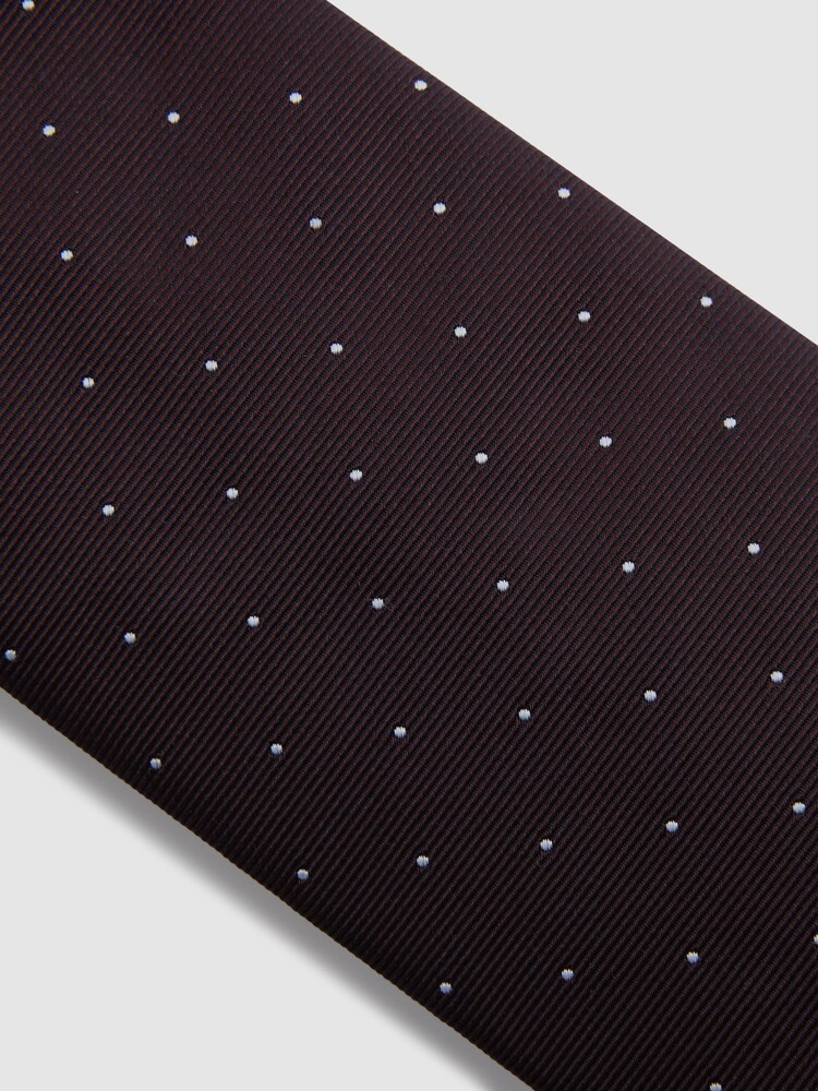 Reiss Burgundy Liam Silk Polka Dot Tie - Image 5 of 5