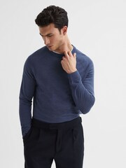 Reiss Airforce Blue Tinto Merino Silk Knitted Jumper - Image 1 of 6