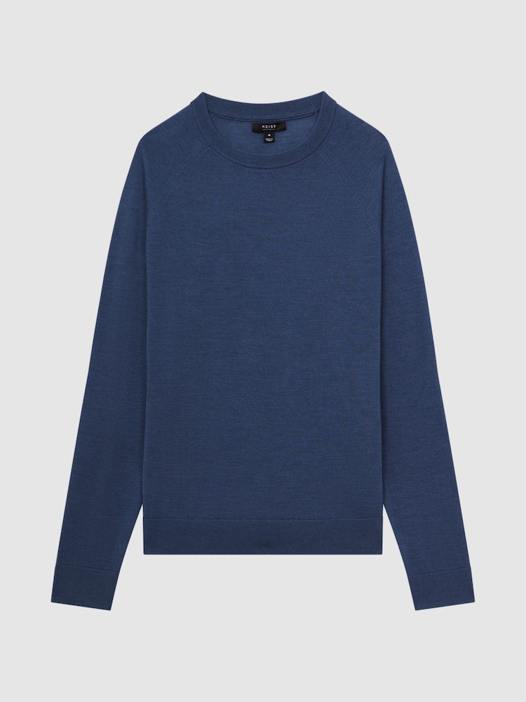 Reiss Airforce Blue Tinto Merino Silk Knitted Jumper - Image 2 of 6