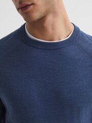 Reiss Airforce Blue Tinto Merino Silk Knitted Jumper - Image 4 of 6
