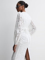 Reiss White Immi Lace Cropped Co-ord Blouse - Image 5 of 5