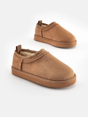 Tan Brown Cosy Faux Fur Lined Slipper Boots - Image 4 of 9