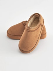 Tan Brown Cosy Faux Fur Lined Slipper Boots - Image 6 of 9