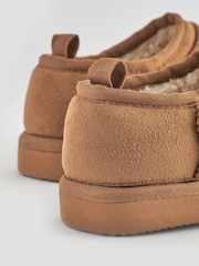 Tan Brown Cosy Faux Fur Lined Slipper Boots - Image 7 of 9