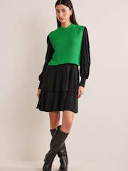 Boden Black Tiered Mini Jersey Dress - Image 3 of 5