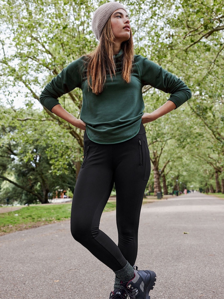 Black Next Elements Outdoor Shower Resistant Leggings - Image 1 of 6