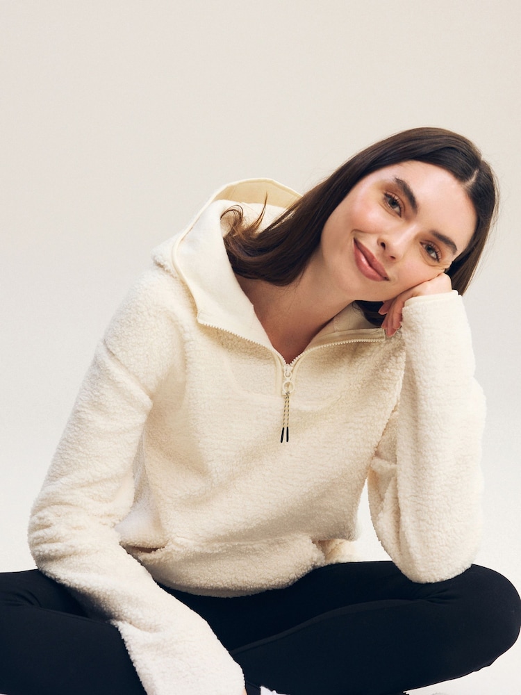 Ecru - Outdoor Next Element Hupullinen Teddy Teddykangas Quarter Zip Fleece - Kuva 1 / 6