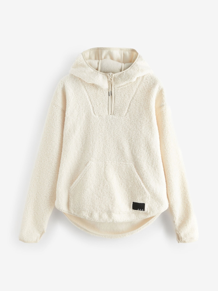 Ecru Outdoor Next Elements Hooded Teddy Borg Quarter Zip Fleece - Image 5 of 6