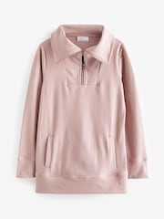 Neutral Pink Elements Outdoor Casual Half Zip Longline Long Sleeve Fleece - Image 6 of 7