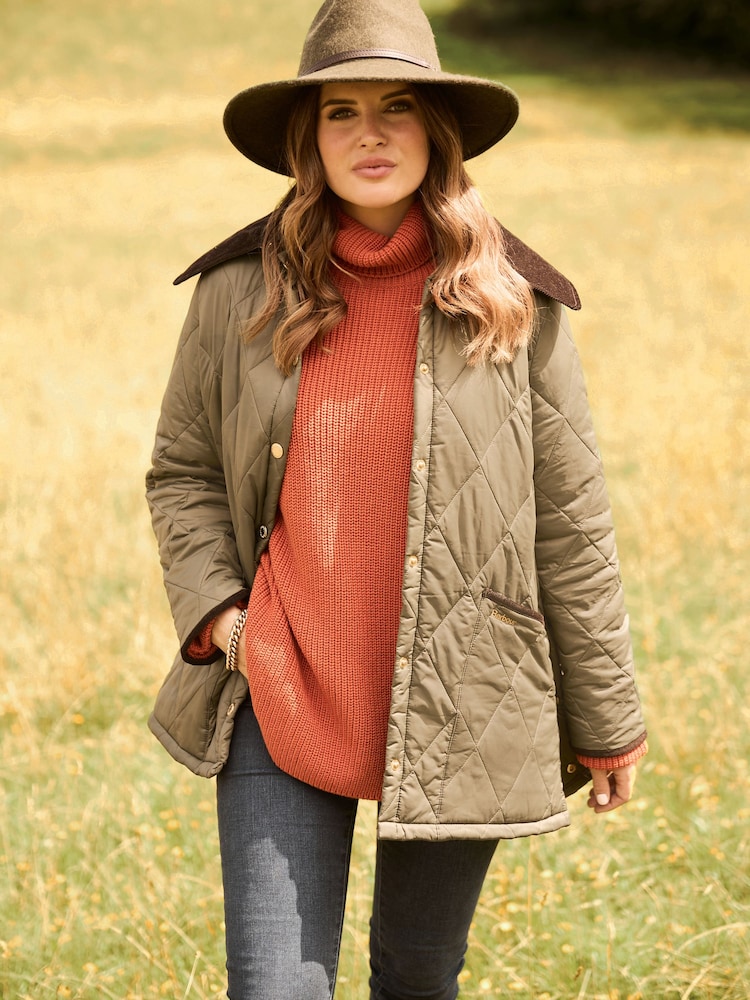 Barbour® Khaki Green ReEngineered Whitfield Diamond Quilted Jacket - Image 1 of 12