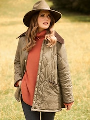 Barbour® Khaki Green ReEngineered Whitfield Diamond Quilted Jacket - Image 4 of 12