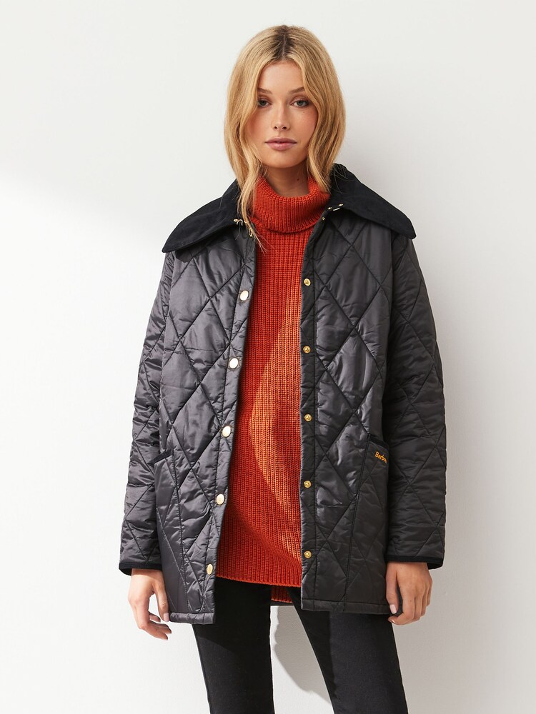 Barbour® Black ReEngineered Whitfield Diamond Quilted Jacket - Image 2 of 6 Barbour® Black ReEngineered Whitfield Diamond Quilted Jacket - Image 2 of 6