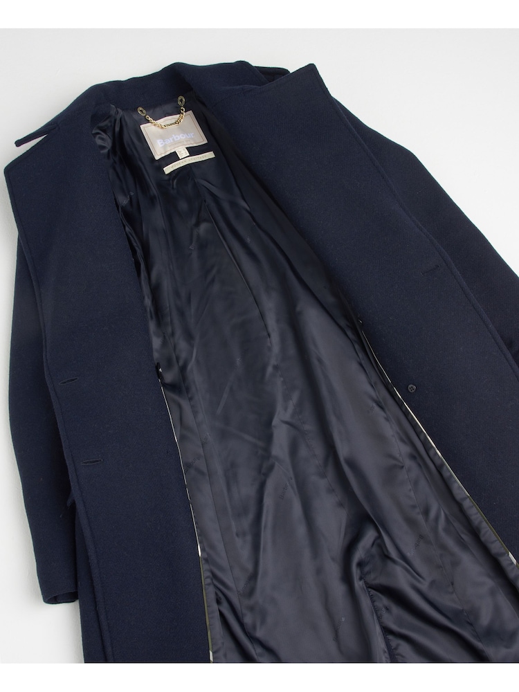 Barbour® Navy Inverraray Double Breasted Wool Coat - Image 9 of 9