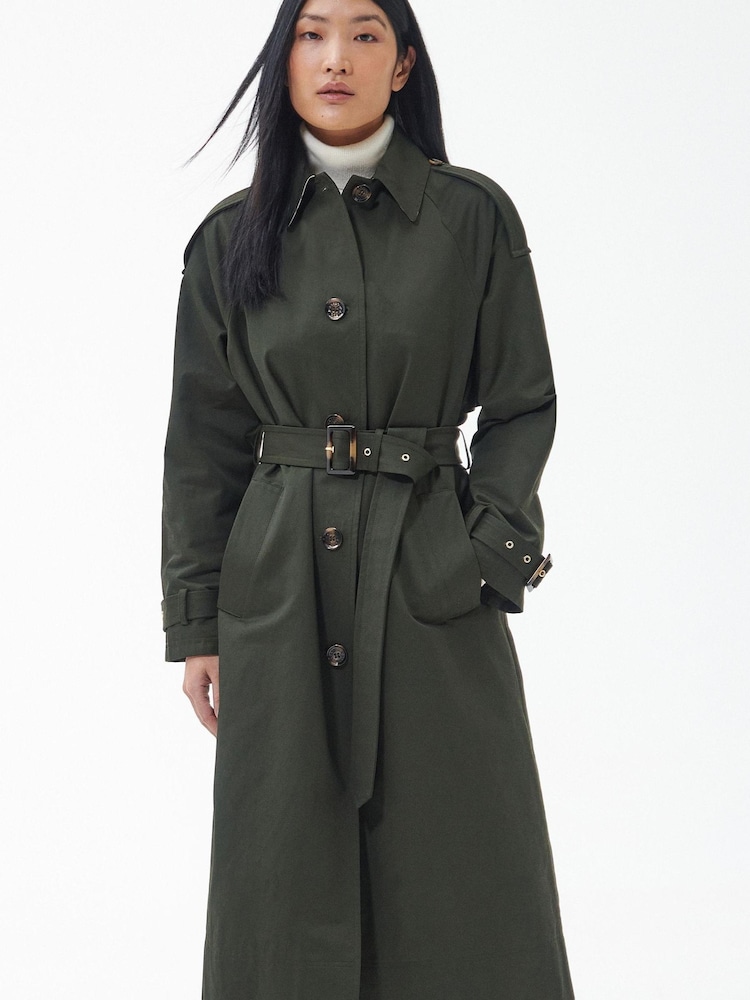 Barbour® Khaki Green Marie Showerproof Trench Coat - Image 1 of 7