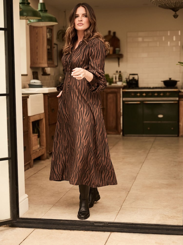 Barbour® Brown Printed Holkham Midi Dress - Image 1 of 8