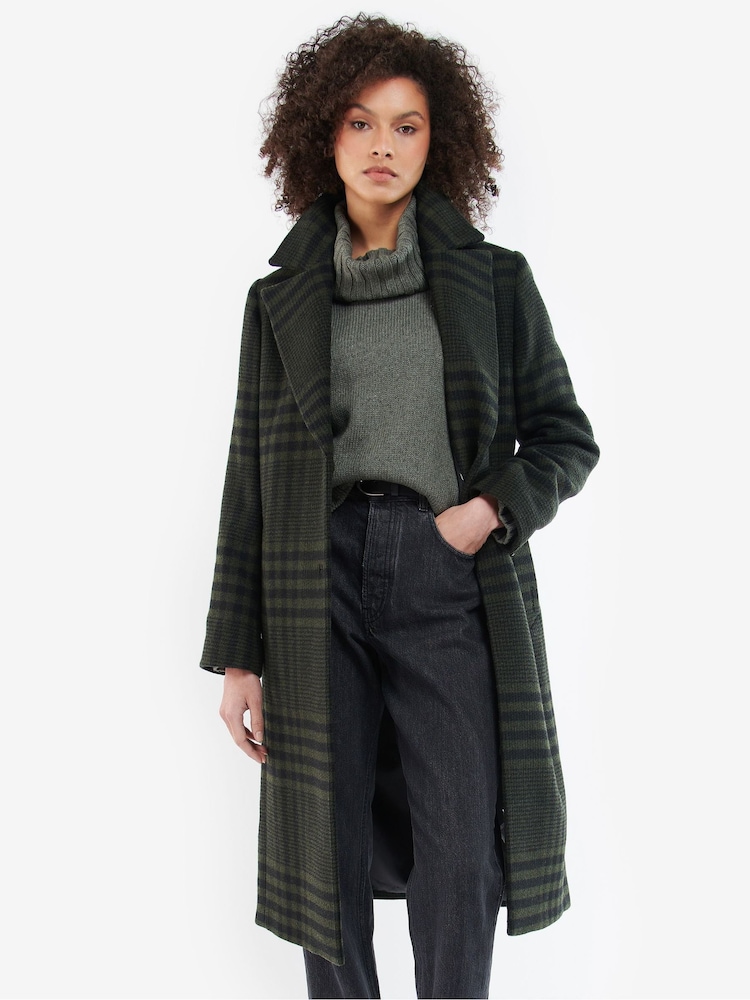 Barbour® Khaki Green Byron Wool Coat - Image 1 of 8