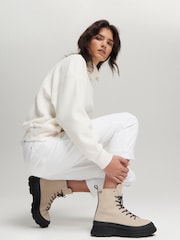Barbour® International Napier Platform Lace-Up White Boots - Image 2 of 5
