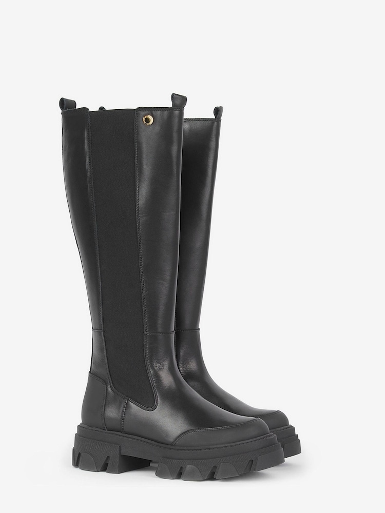 Barbour® International Parson Knee High Platform Black Boots - Image 2 of 5 Barbour® International Parson Knee High Platform Black Boots - Image 2 of 5