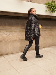Barbour® International Parson Knee High Platform Black Boots - Image 5 of 5