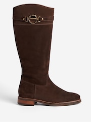 Barbour® Dark Brown Calmsden Buckle Detail Knee High Boots - Image 1 of 6