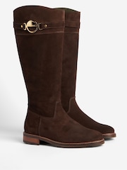 Barbour® Dark Brown Calmsden Buckle Detail Knee High Boots - Image 2 of 6