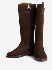 Barbour® Dark Brown Calmsden Buckle Detail Knee High Boots - Image 3 of 6