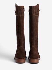 Barbour® Dark Brown Calmsden Buckle Detail Knee High Boots - Image 4 of 6