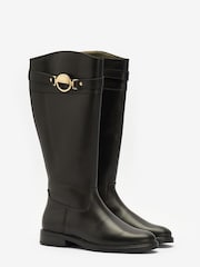 Barbour® Black Calmsden Buckle Detail Knee High Boots - Image 1 of 9