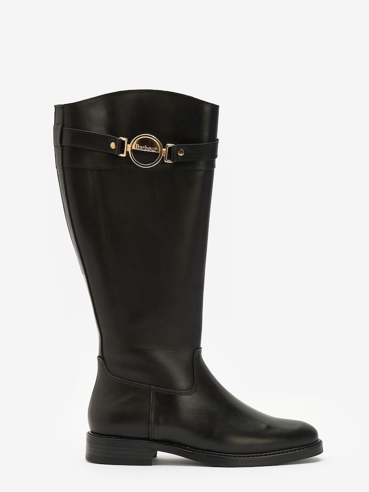 Barbour® Black Calmsden Buckle Detail Knee High Boots - Image 2 of 9