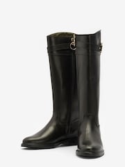 Barbour® Black Calmsden Buckle Detail Knee High Boots - Image 3 of 9