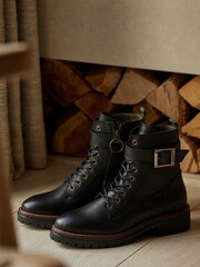 Barbour® Black Heidi Lace-Up Biker Boots - Image 1 of 9