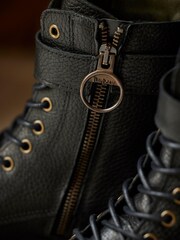 Barbour® Black Heidi Lace-Up Biker Boots - Image 4 of 9