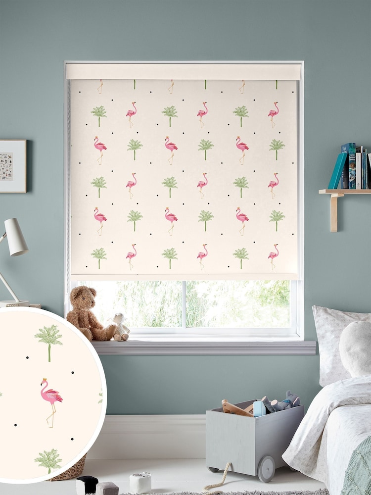 Sara Miller Cream Flamingo Made to Measue Roller Blinds - Image 1 of 6