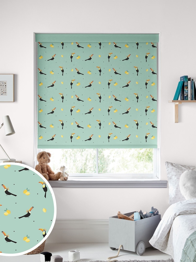 Sara Miller Aqua Toucans Made to Measure Roller Blinds - Image 1 of 6