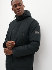 Barbour® International Fleat Waterproof Hooded Black Jacket - Image 1 of 8