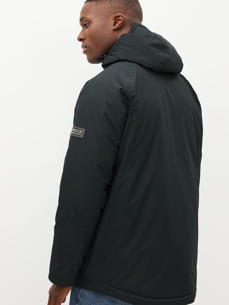 Barbour® International Fleat Waterproof Hooded Black Jacket - Image 2 of 8