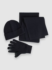 Reiss Navy Chesterfield Gs Merino Wool Hat, Scarf, and Gloves Set - Image 5 of 6