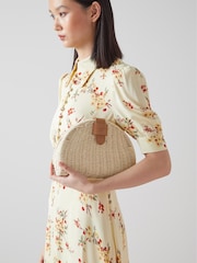 LK Bennett Natural Lorena Wicker Shoulder Bag - Image 1 of 6