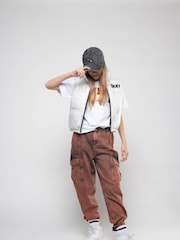DKNY White and Black Reversible Logo Gilet - Image 1 of 3