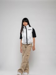 DKNY White and Black Reversible Logo Gilet - Image 3 of 3
