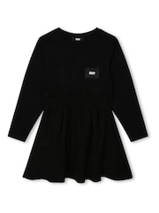 DKNY Black Logo Pocket Jersey Dress - Image 1 of 2