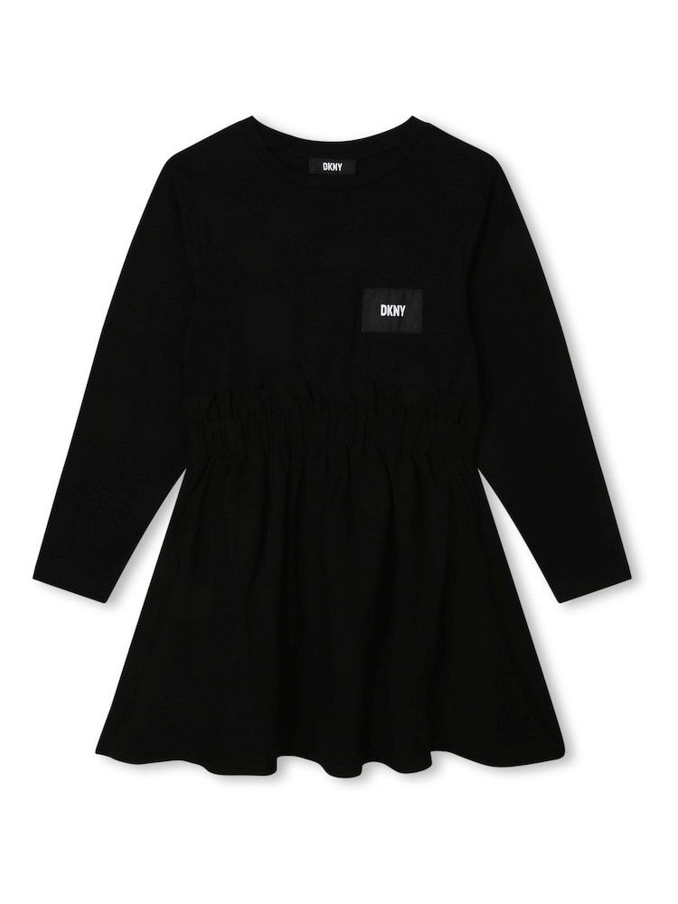 DKNY Black Logo Pocket Jersey Dress - Image 1 of 2