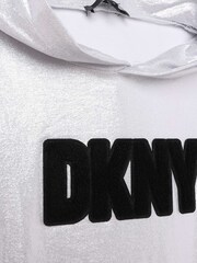 DKNY Silver Metallic Hooded Logo Dress - Image 3 of 3
