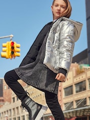 DKNY Wendbarer Steppmantel mit Logo, Silberfarben - Bild 1 von 6