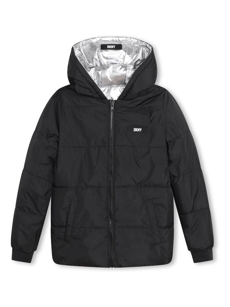 DKNY Wendbarer Steppmantel mit Logo, Silberfarben - Bild 2 von 6